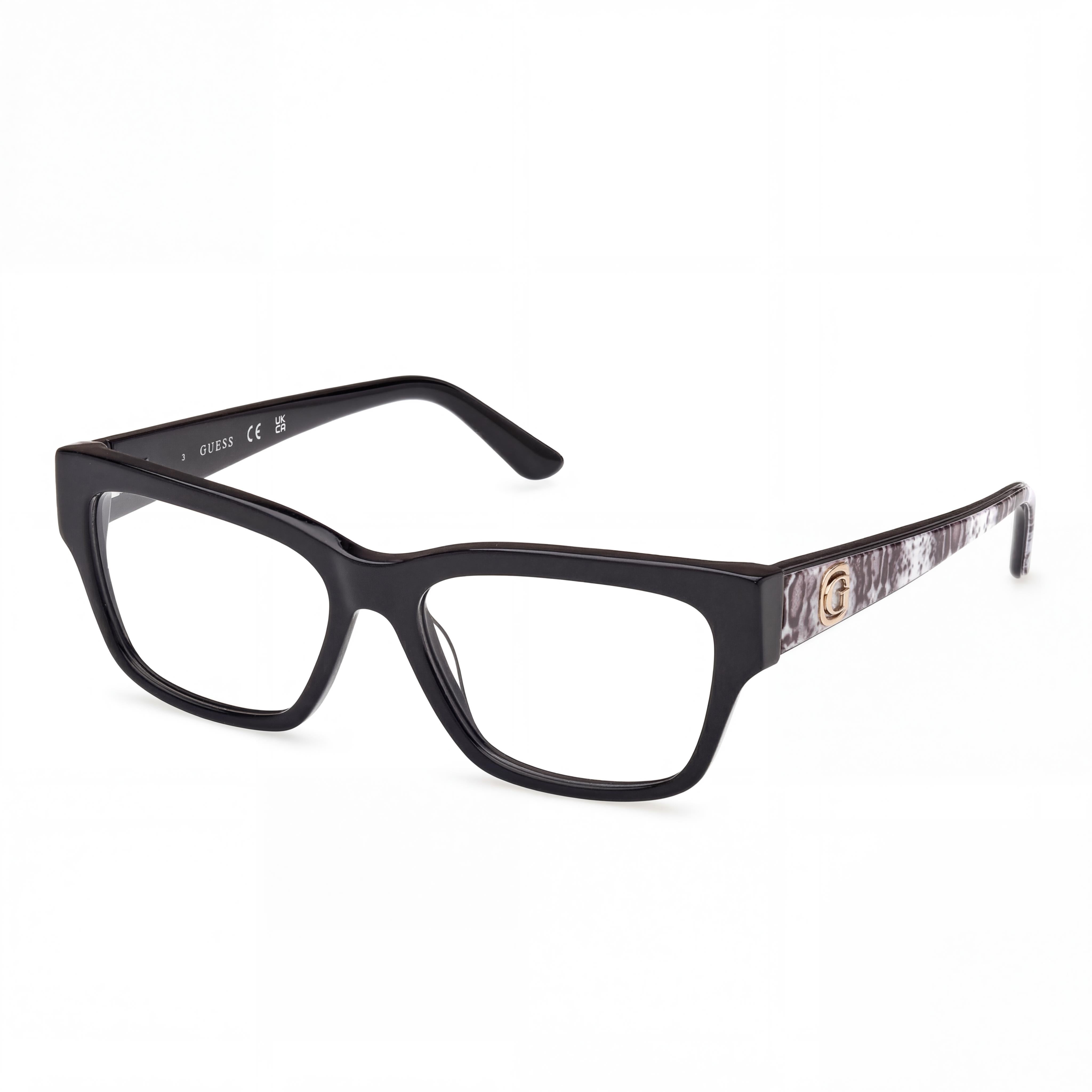 Marcolin Gu50126 Women's Plastic Frame Eyewear with Polycarbonate Lenses, Shiny Black Animal Monocolor, 53mm, Photo 1