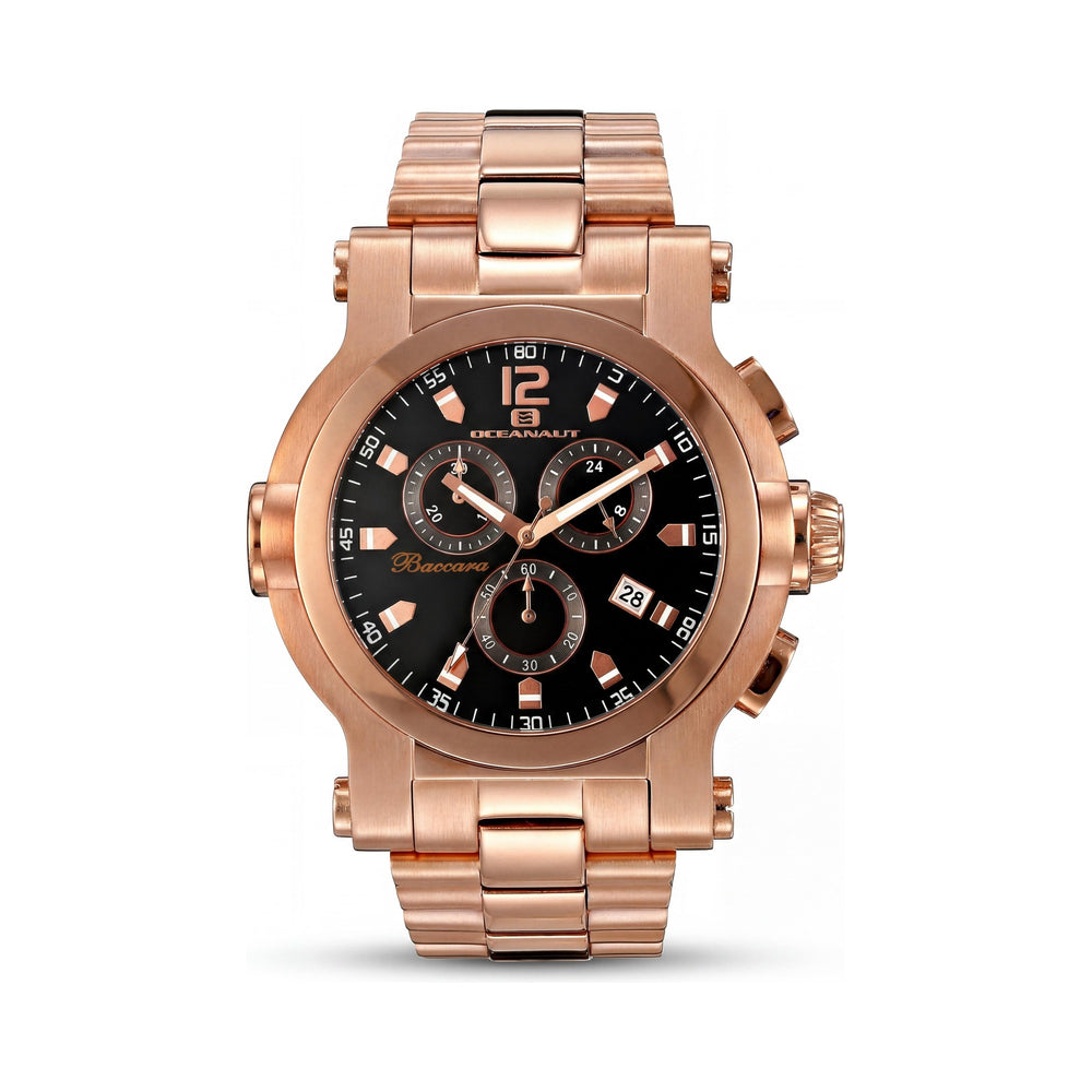 Reloj cronógrafo Oceanaut Baccara OC0827 XL para hombre, acero inoxidable, oro rosa/negro, 50 mm