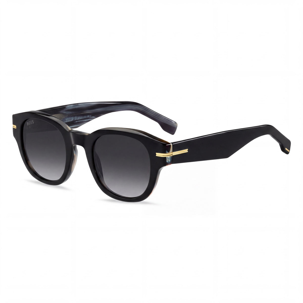 Hugo Boss Boss 1717/S Rectangular Women's Black Striped White Acetate 100% UV Sunglasses BROWN SOL-X 48mm, Photo 1