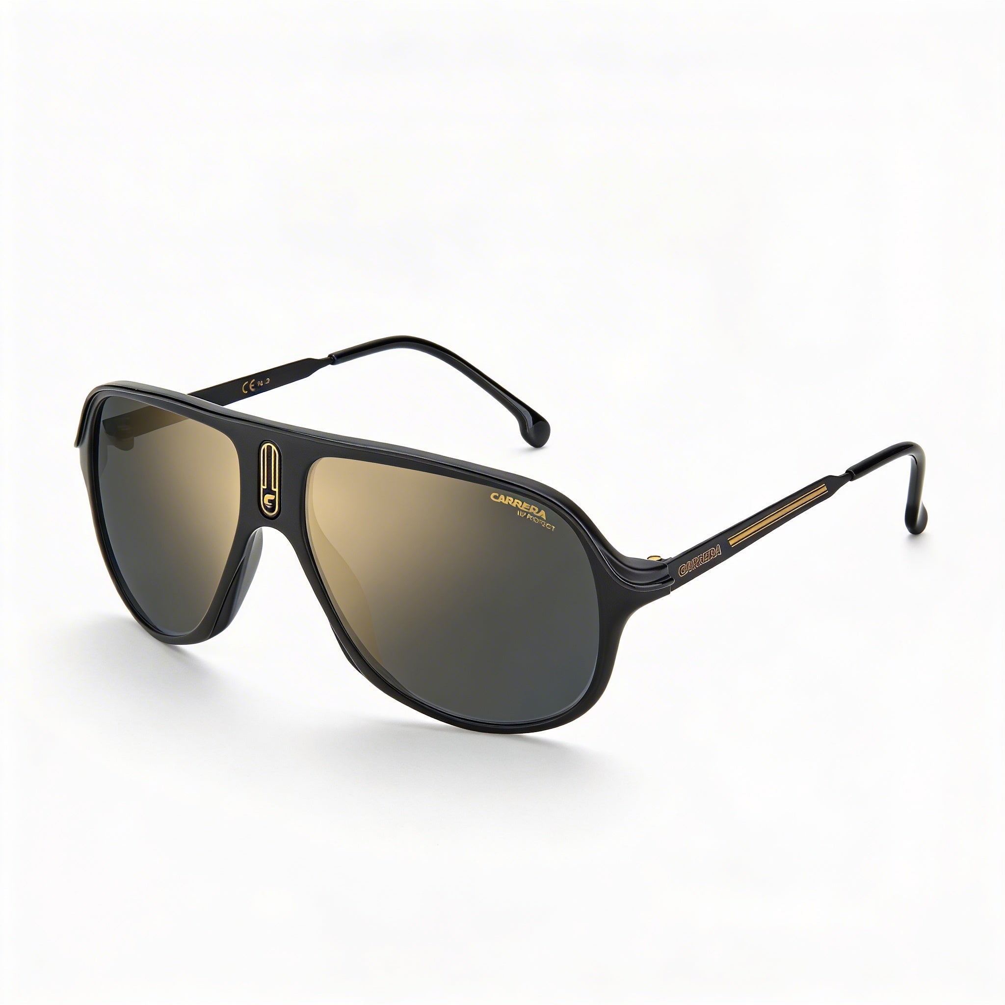 Carrera Safari65/N Unisex Sunglasses, Matte Black Polyamide Frame, Grey Gold Mirrored Non-Polarized Lenses, UV Protection, 62mm, Photo 1