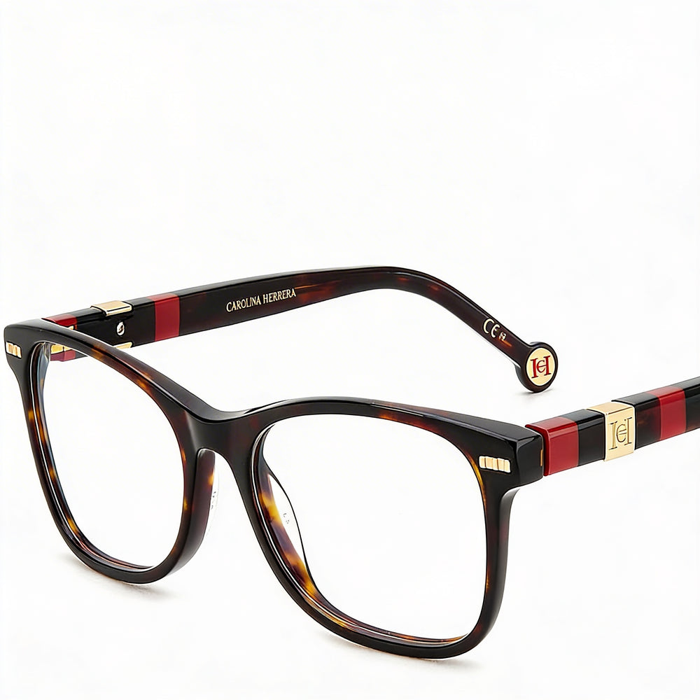 Gafas de sol modernas Carolina Herrera para mujer, montura de acetato color rojo habana, lentes de policarbonato, 54 mm