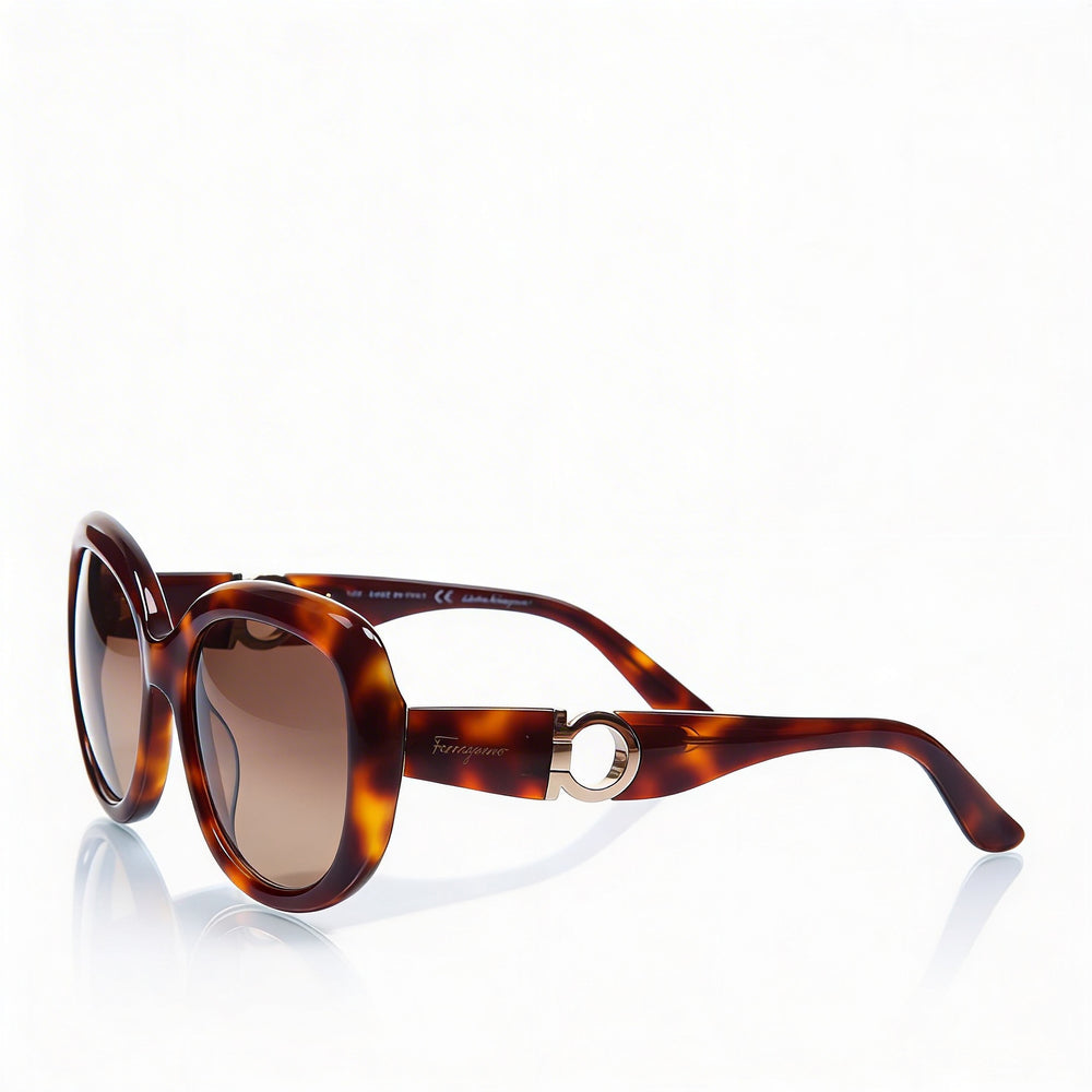 Gafas de sol Ferragamo Sf727s 214 para mujer, montura de plástico de carey, lentes marrones, protección UV, 53 mm