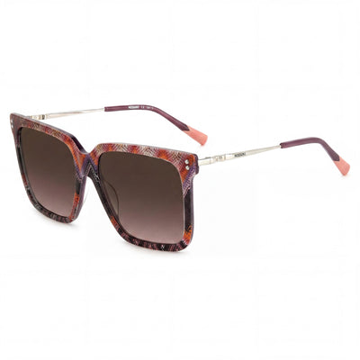 Missoni Classic Unisex Pink Violet Pattern Violet Grey Shaded Plastic Frame Pink Violet Gradient UV Protection 57mm