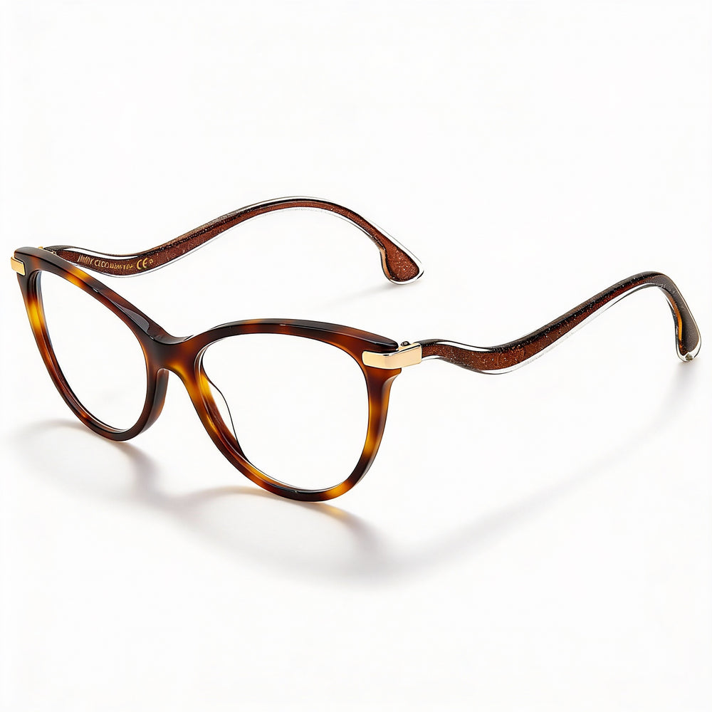 JIMMY CHOO Women's Eyeglasses JC258 Cat Eye Full Rim Frame in Havana Acetate with 54mm Lens Width