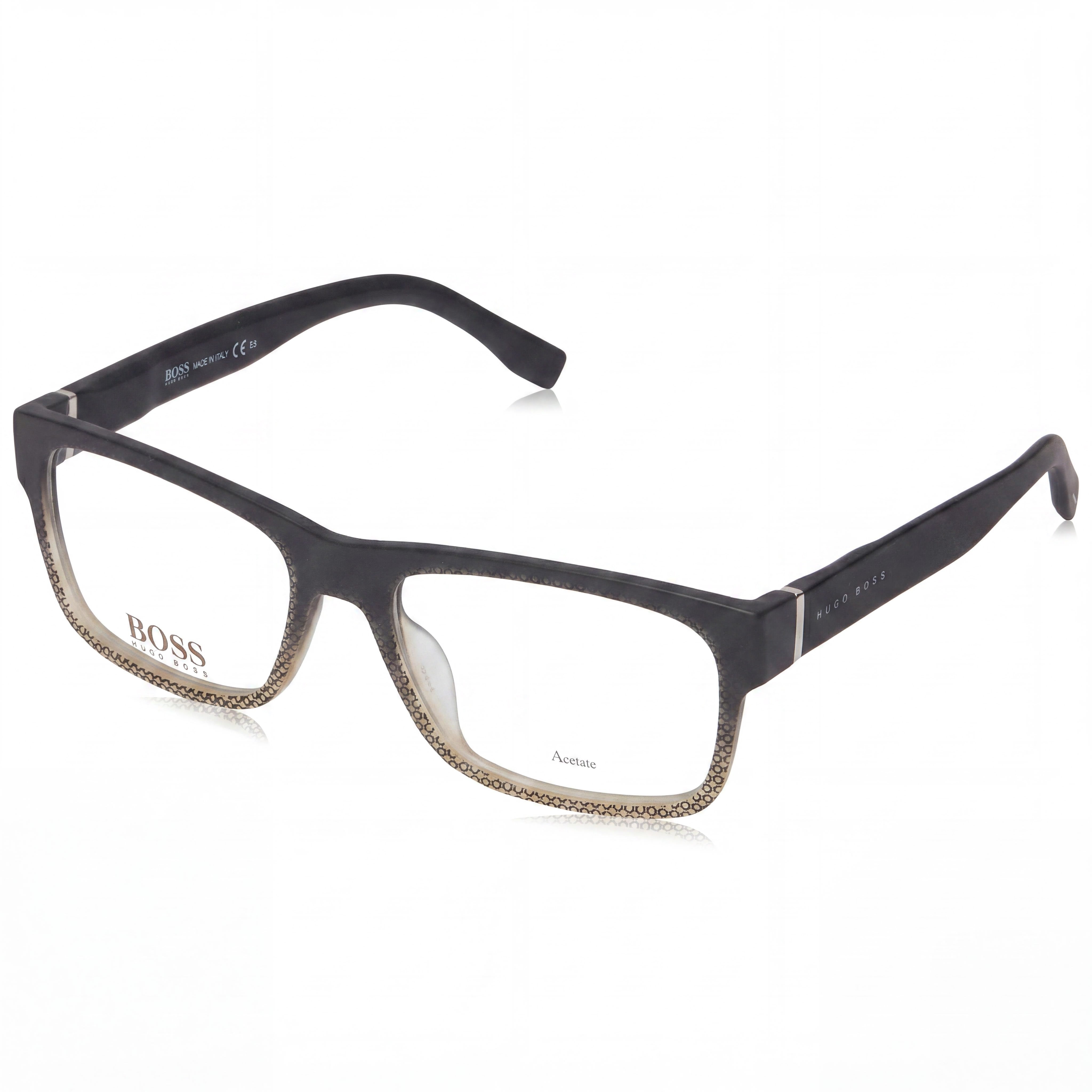 BOSS Modern Men's Shaded Grey Texture Transparent Grey Acetate Non-Polarized Eyeglasses 54mm, Photo 1