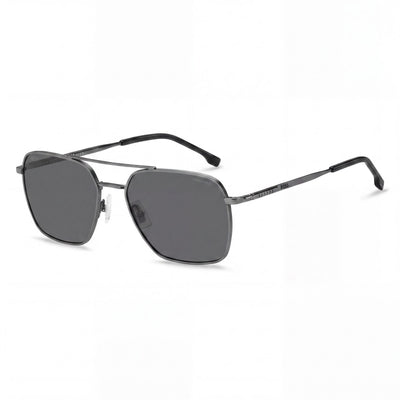 Gafas de sol unisex Hugo Boss Boss 1414/S con montura metálica y protección UV, rutenio oscuro mate, lente de 57 mm