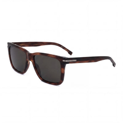 Hugo Boss 1598/S Style & Expression Unisex Rectangular Eco Acetate Brown Horn Grey Lens 55mm Sunglasses