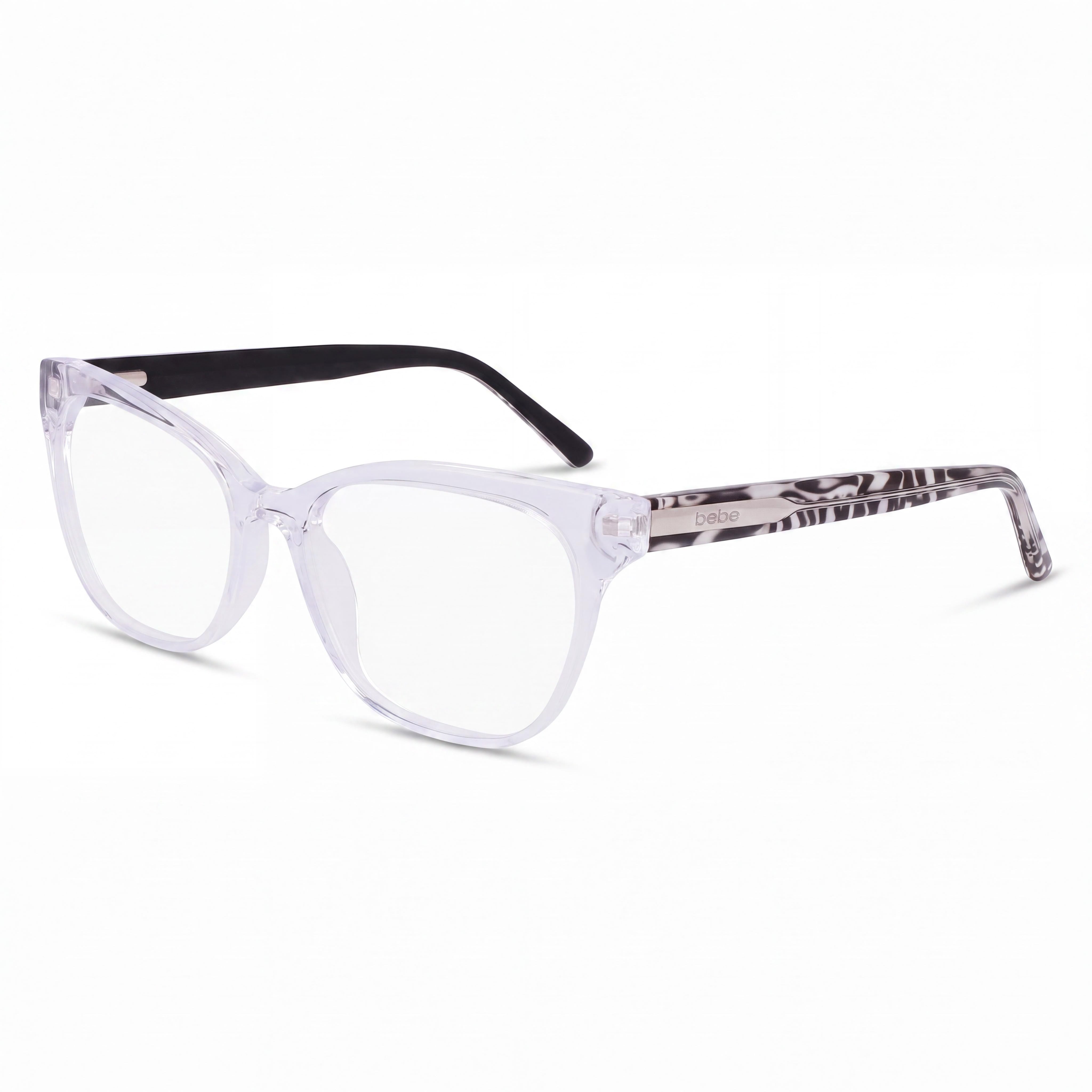 bebe Bb5210 Unisex Crystal Acetate Full Rim Cat Eye Eyeglasses 53mm Lens Width 16mm Bridge 140mm Temple Length, Photo 1