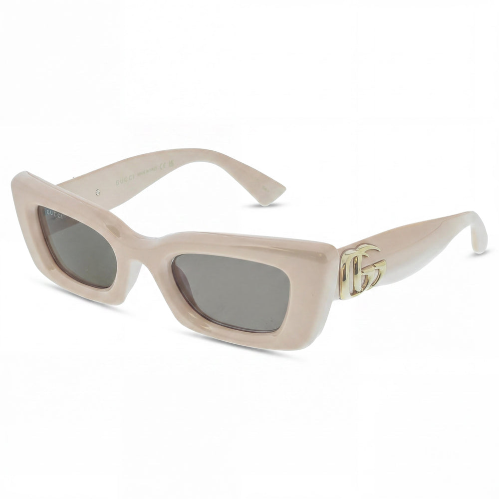 Gafas de sol Gucci Modern para mujer, rectangulares, de acetato negro, con montura ojo de gato y lentes marrones no polarizadas, 49 mm