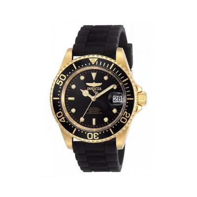 Invicta Pro Diver Sports Men's 40mm Automatic Stainless Steel Watch with Black Gold Frame, Black Dial, 200m Water Resistant