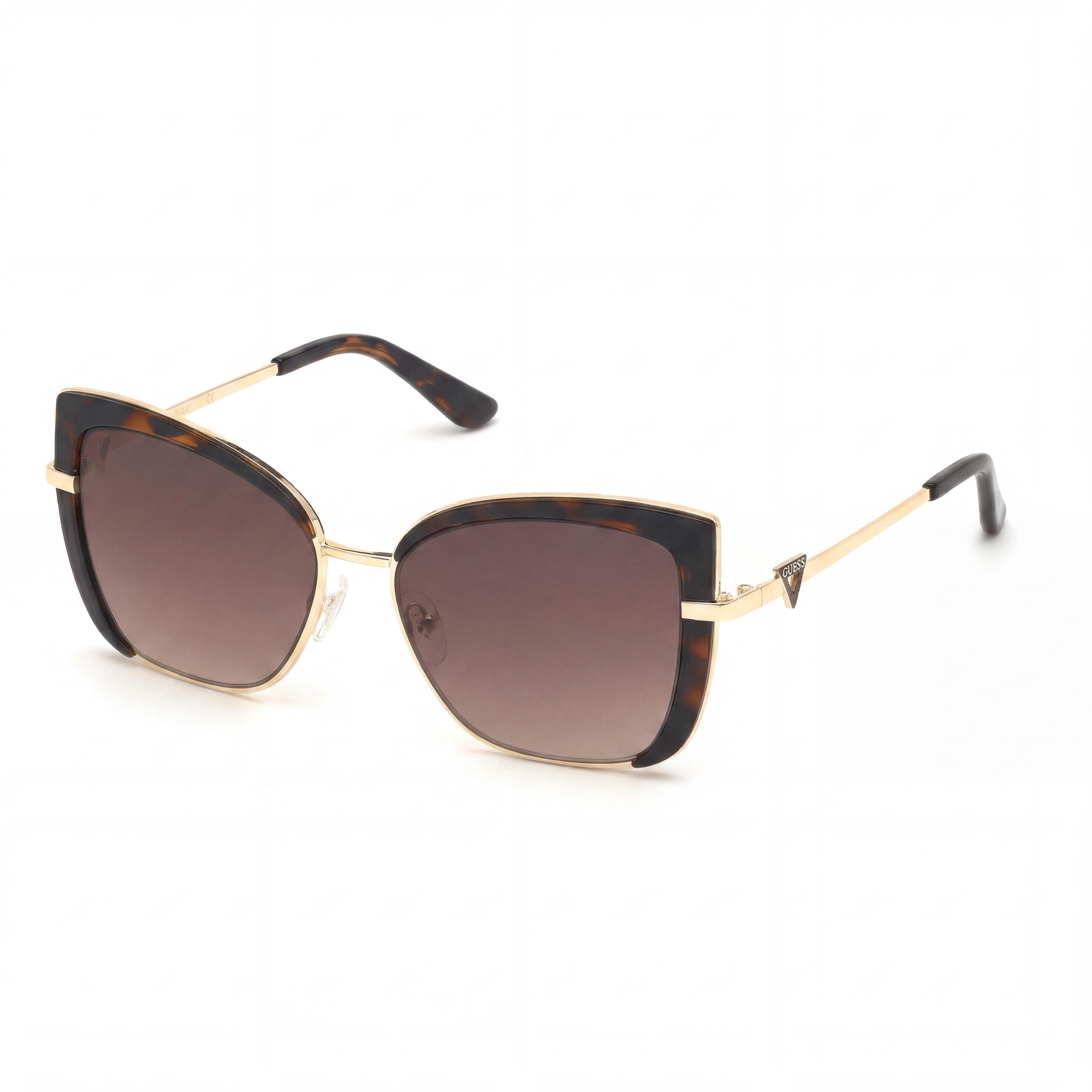 Gafas de sol GUESS Cat-eye tintadas para mujer, montura de metal color habana oscuro, lentes degradadas marrones, protección UV, 56 mm, Photo 1