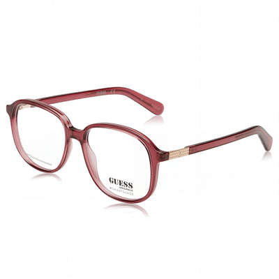 GUESS Casual Unisex Bordeaux Plastic Frame Eyeglasses 53mm with Transparent Non- UV Protected Lenses