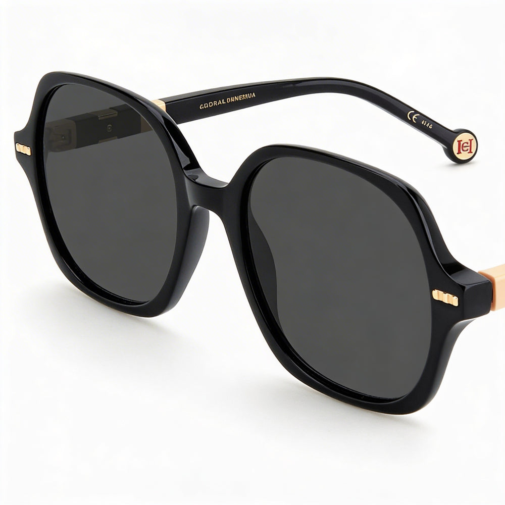 Carolina Herrera Classic Women's Sunglasses, Black Nude Grey Plastic Frame, Black Nude Lenses, 82-92% UV Protection, 55mm