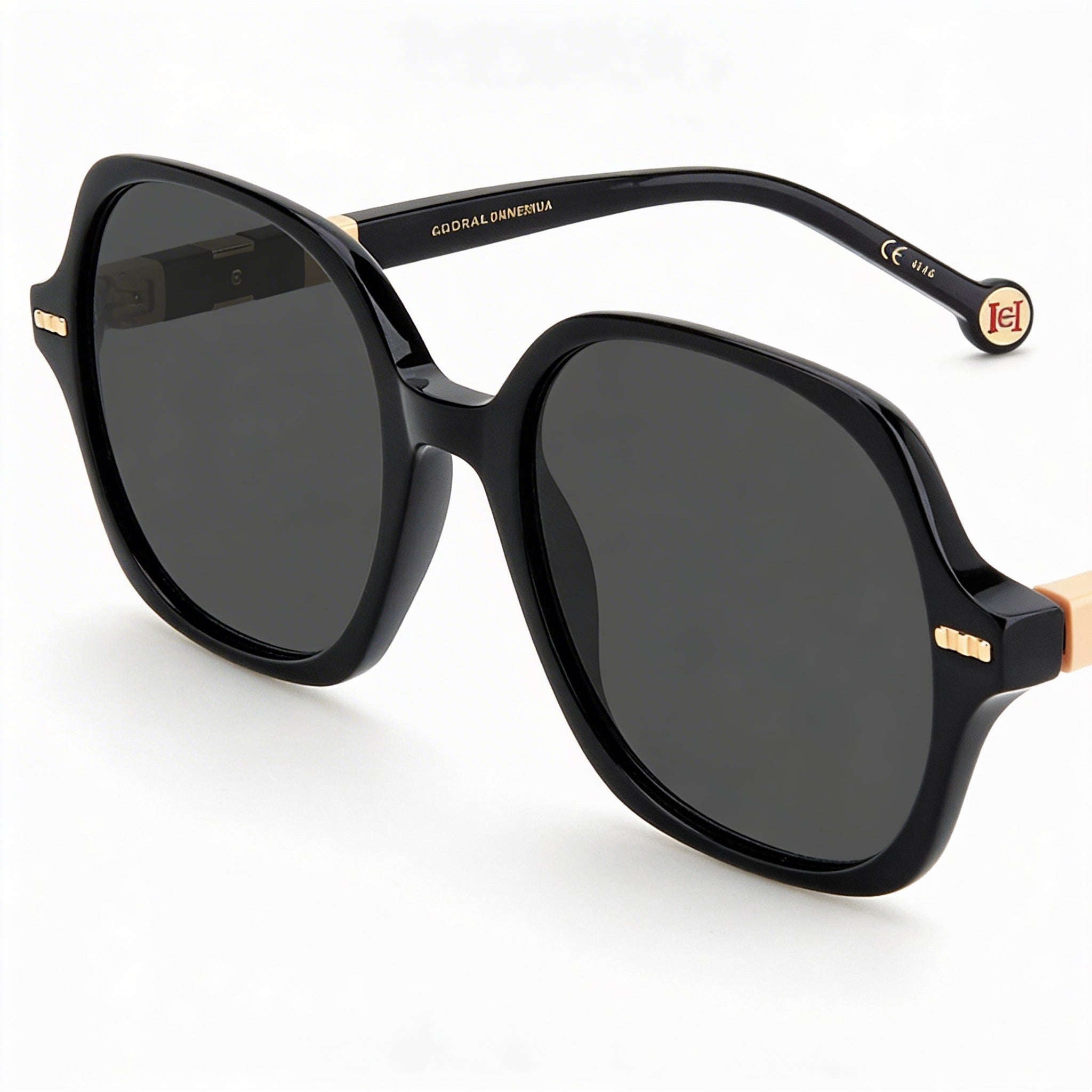 Gafas de sol clásicas Carolina Herrera para mujer, montura de plástico en negro, nude y gris, lentes en negro y nude, 82-92% de protección UV, 55 mm, Photo 3