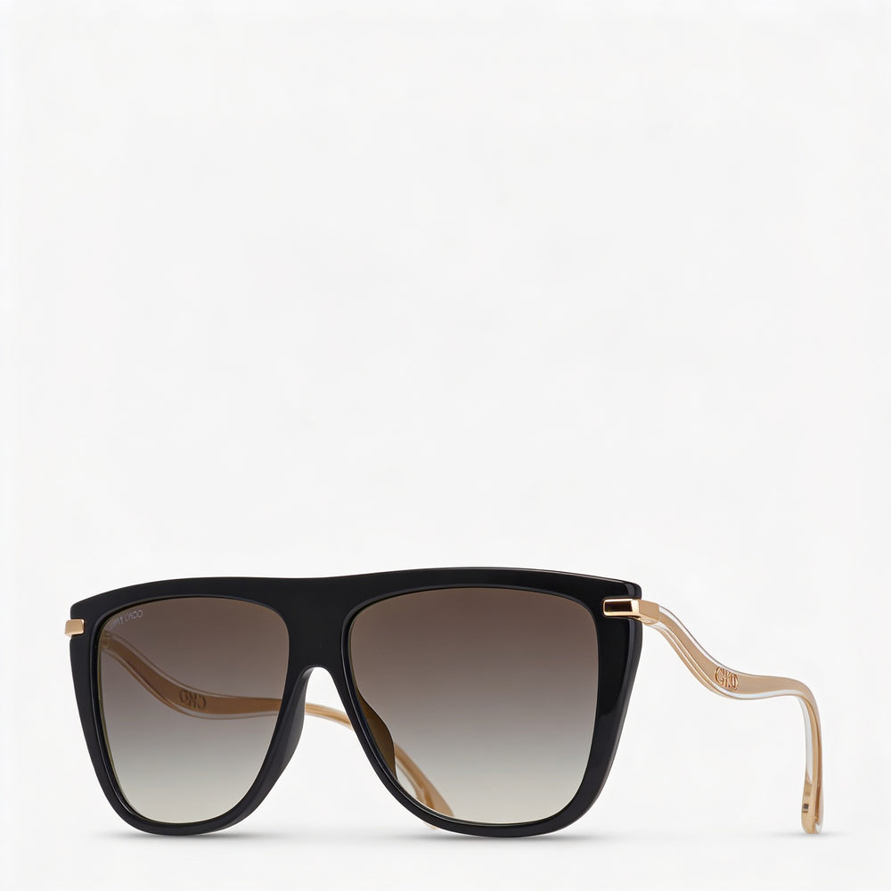 JIMMY CHOO SUVI/S 807/FQ Women's 58mm Black Acetate Cat Eye Sunglasses, Gradient Grey Mirror Non-Polarized UV Protection Lenses