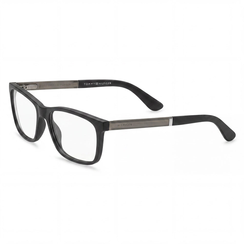 Gafas Tommy Hilfiger TH 1478 para mujer, forma piloto, montura completa de plástico con lentes de demostración, negro mate, 55 mm de ancho de lente