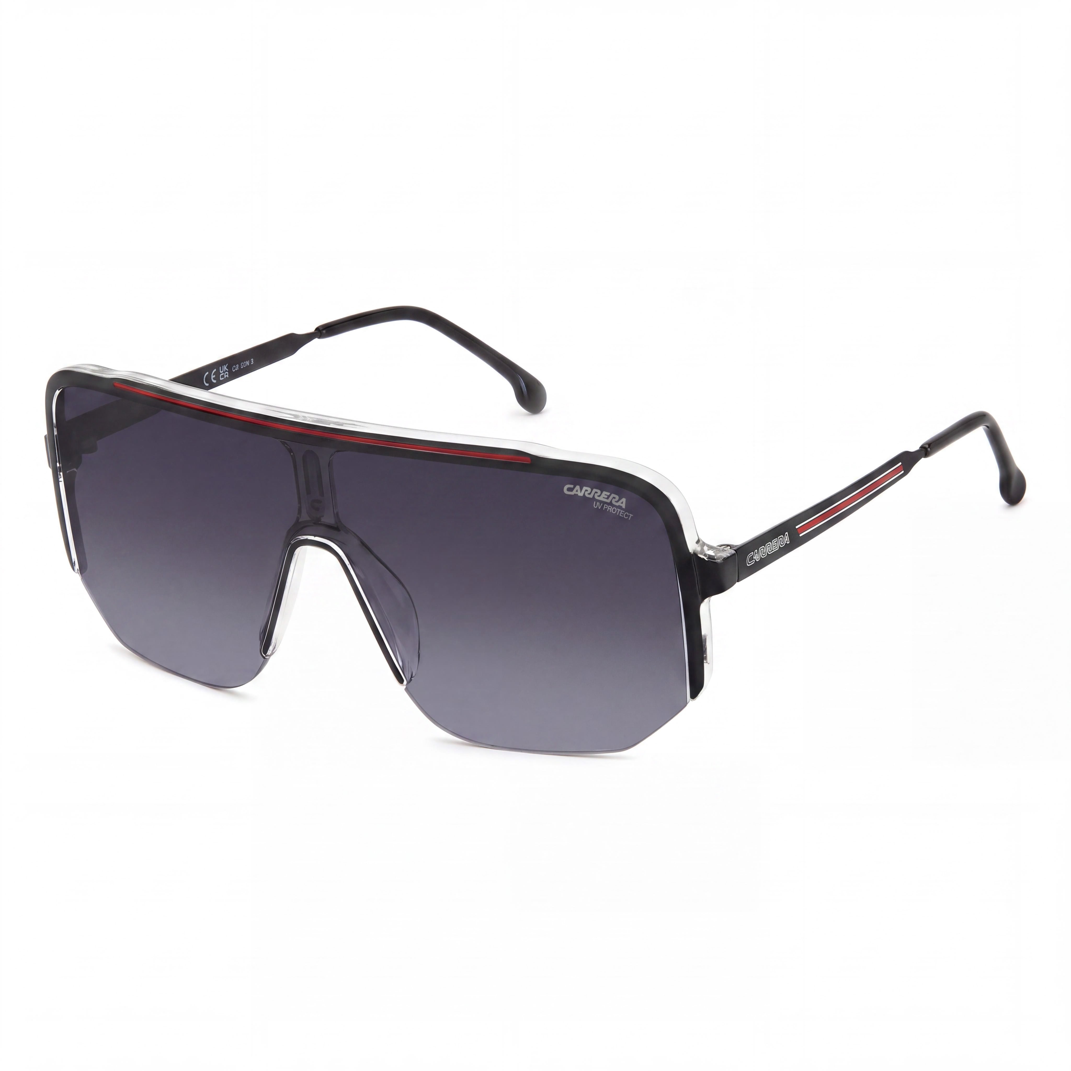 Carrera 1060/S Unisex Black Red Acetate/Polyamide Frame Dark Grey Shaded Non-Polarized Lens 100% UV Protection 99mm, Photo 1
