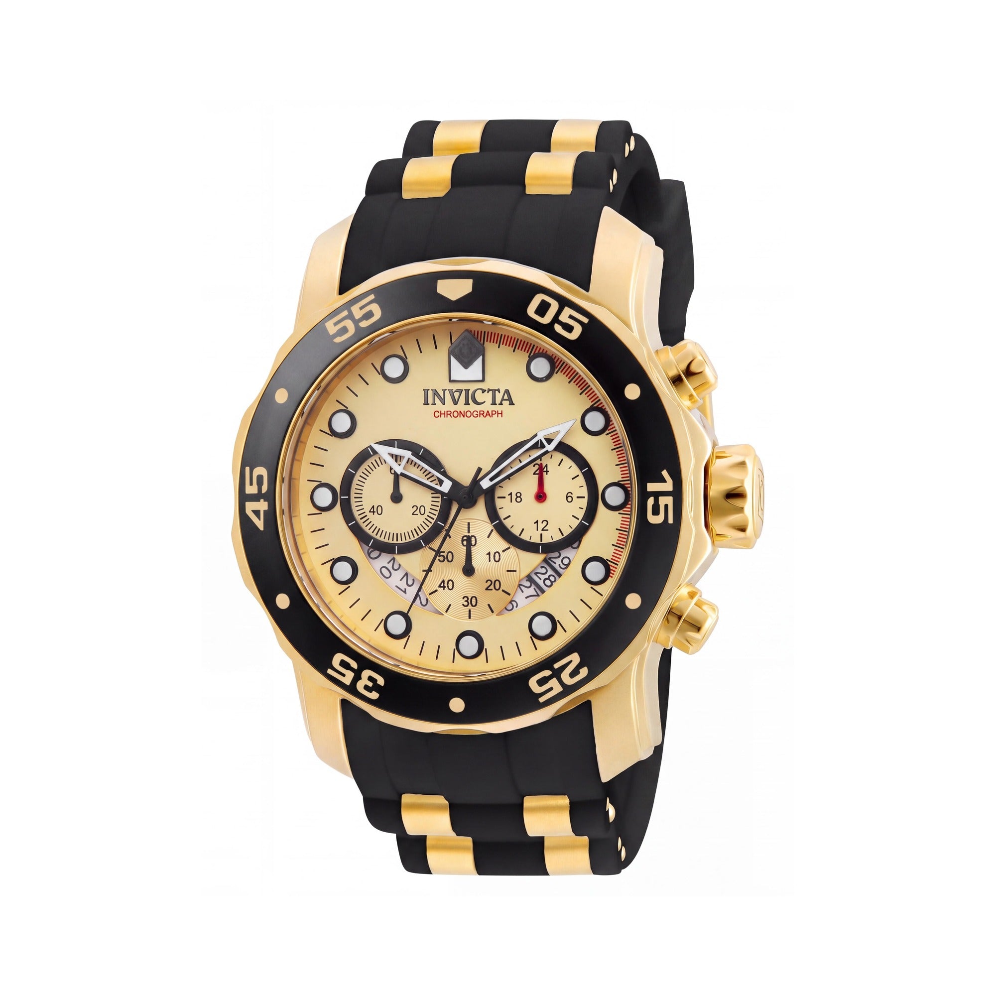 Invicta Men's Diver Chronograph Quartz Watch, Black & Gold with Gold Dial, 100m Water Resistant, 49mm Case, Photo 1
