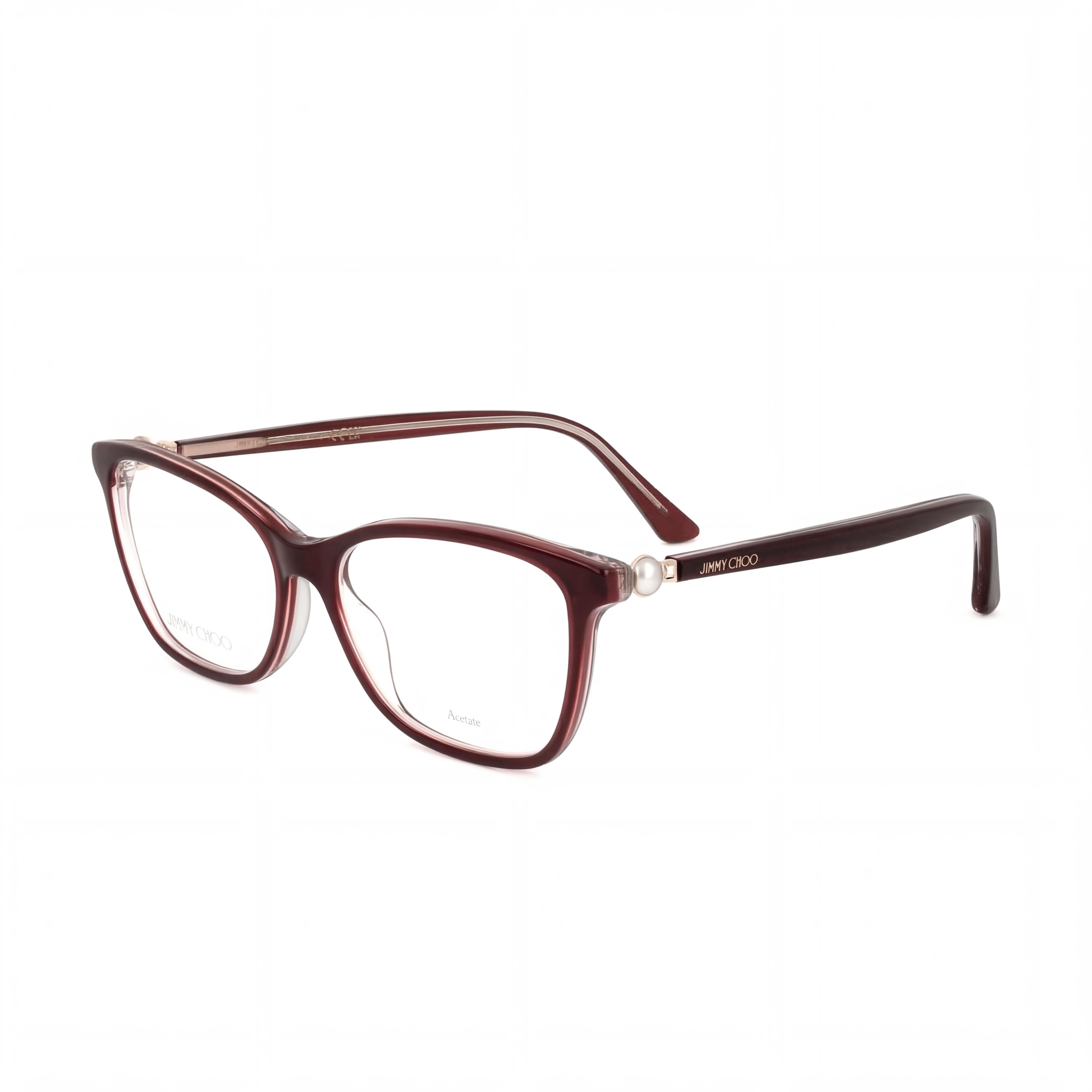 Gafas rectangulares Jimmy Choo JC377 Burgundy Pearl para mujer, Photo 1