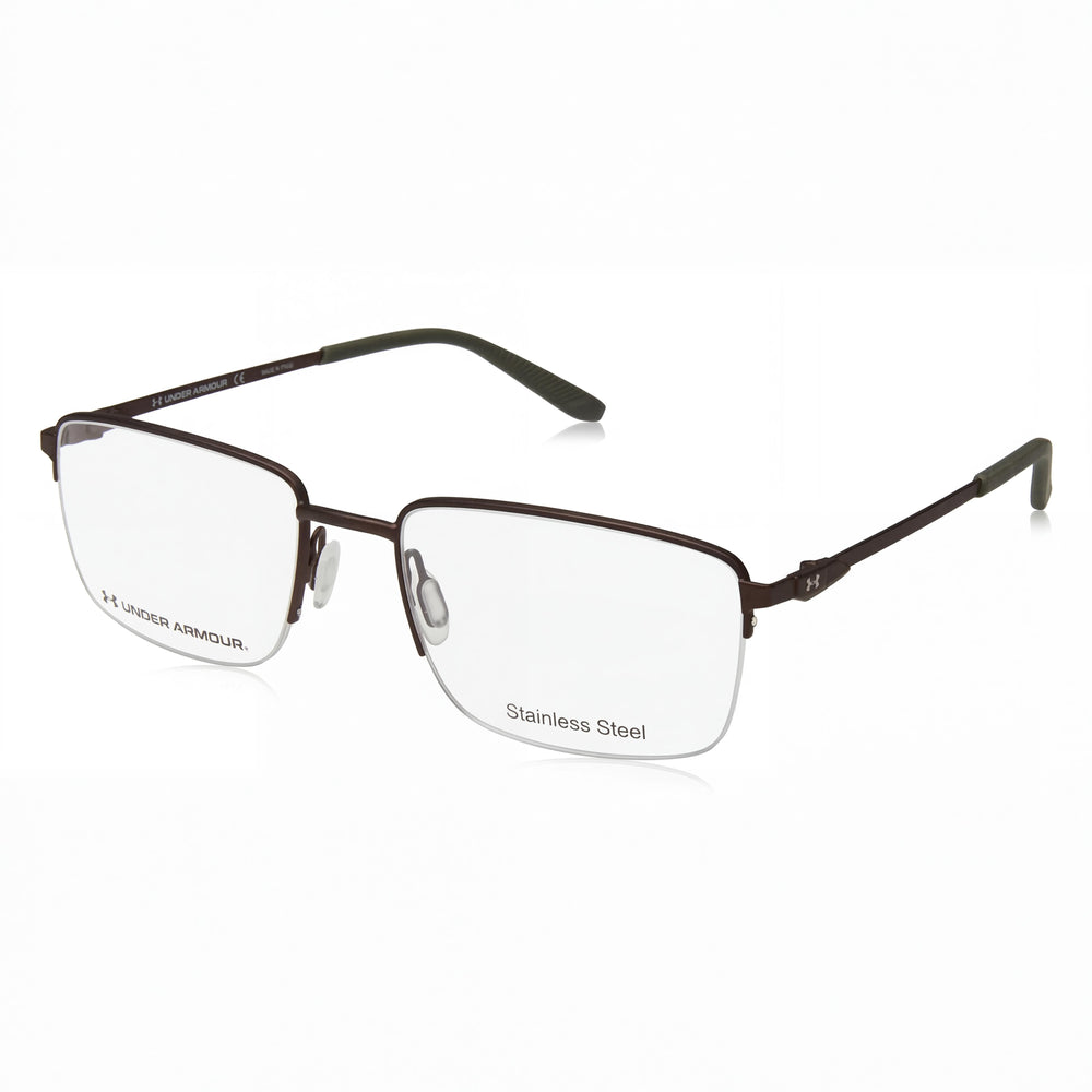 Gafas ópticas Under Armour UA 5016/G para hombre, con montura metálica de acero inoxidable marrón y lentes de demostración (58 mm)