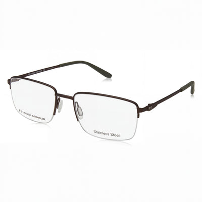 Gafas ópticas Under Armour UA 5016/G para hombre, con montura metálica de acero inoxidable marrón y lentes de demostración (58 mm)