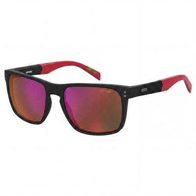 Levi's LV 5058/S Men's Casual Red and Black Matte ECO POLYAMIDE Sunglasses, Red Multi-layer Lenses, 56mm