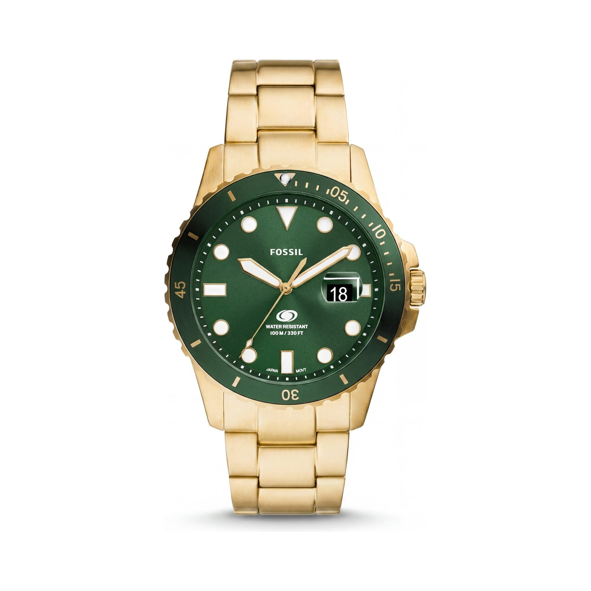 Fossil Fossil Blue Men's Gold Green Stainless Steel Quartz Watch, 42mm Case, 100m Water Resistant, Scratch-Resistant, Photo 1