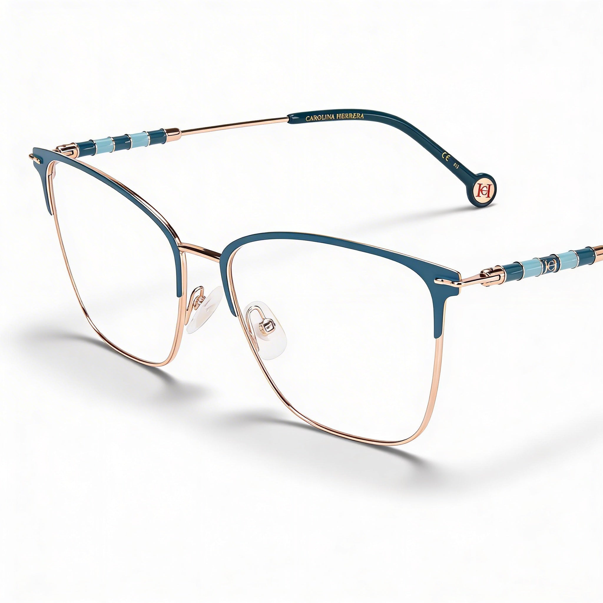 Carolina Herrera CH 0040 Women's Gold Green Stainless Steel Rectangular Optical Frames 54mm, Photo 1