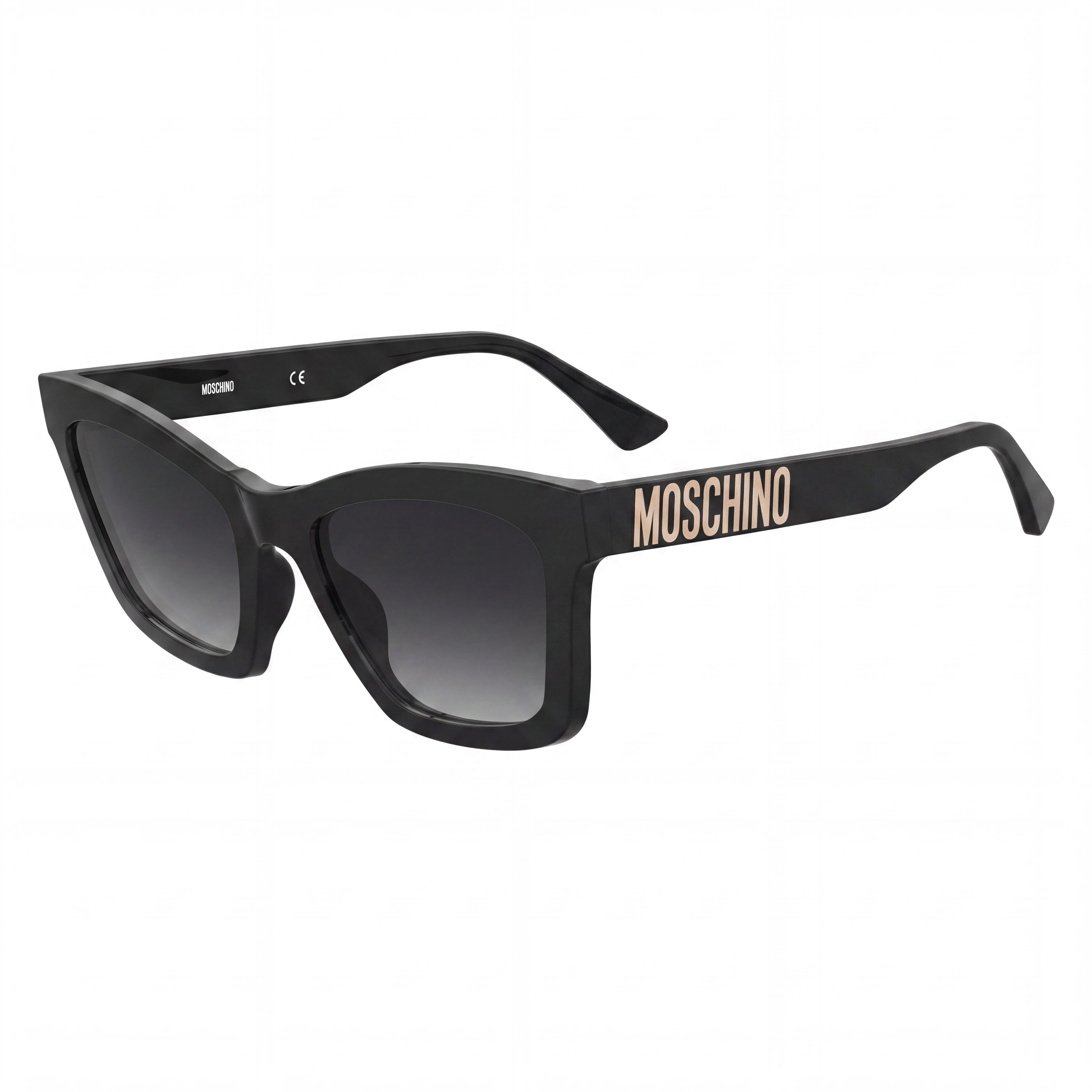 Moschino Women's Classic Black Acetate Sunglasses with Gradient Dark Grey Shaded Lenses 54mm UV Protected, Photo 1
