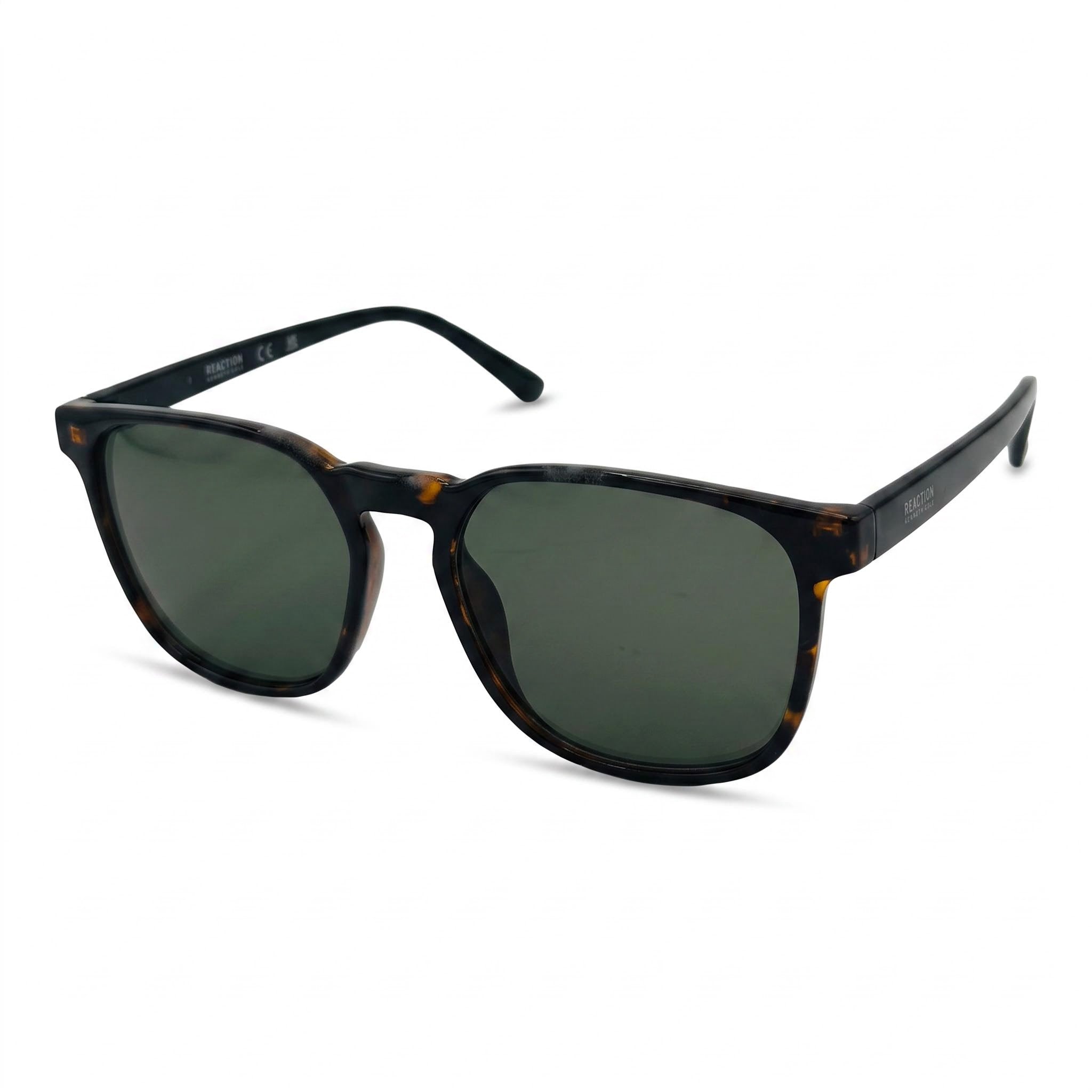 Gafas de sol redondas y suaves Kenneth Cole para hombre, montura de plástico color habana oscuro, lentes verdes, 100 % protección UV, 54-17-150 mm, Photo 1