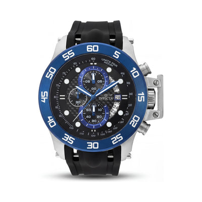 Invicta Reloj cronógrafo informal I-Force para hombre, caja de acero inoxidable plateada y azul de 51 mm, correa de poliuretano negra