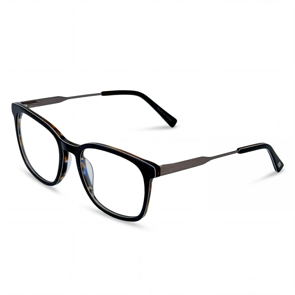 Jones New York Soft Square Matte Blue Plastic Men's Eyewear Frame with Spring Temples 53-18-140