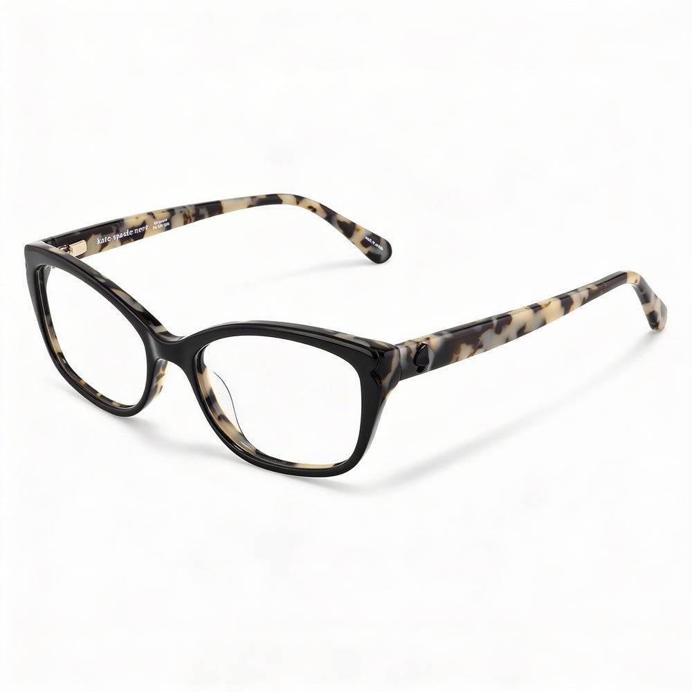 Kate Spade New York Modern Cat Eye Style Acetate Frame Eyewear, Black White Havana, Unisex 51mm