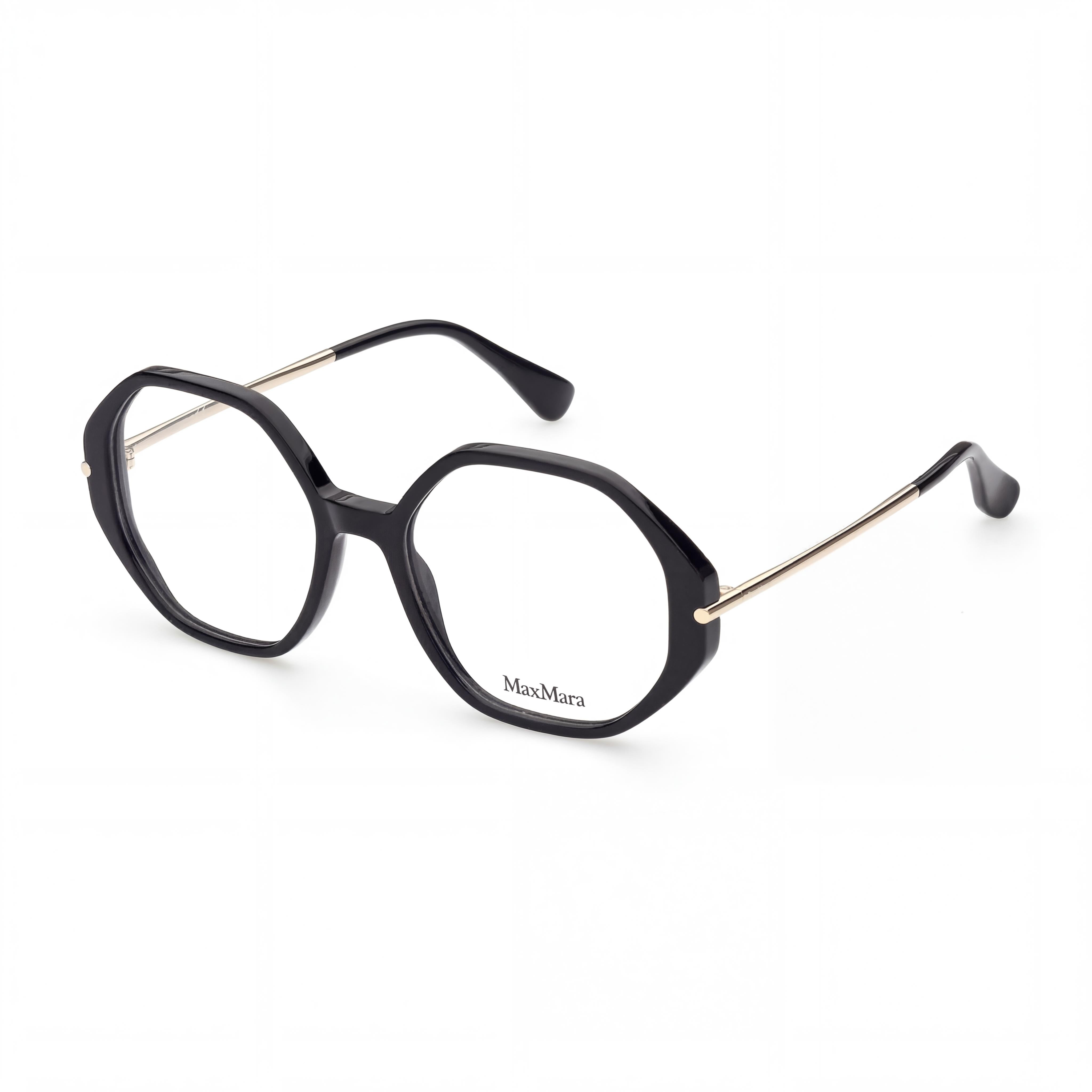 MaxMara Modern Women's Non- Pantographed Plastic Eyeglasses in Black, Pale Gold (54-18-145), Photo 1