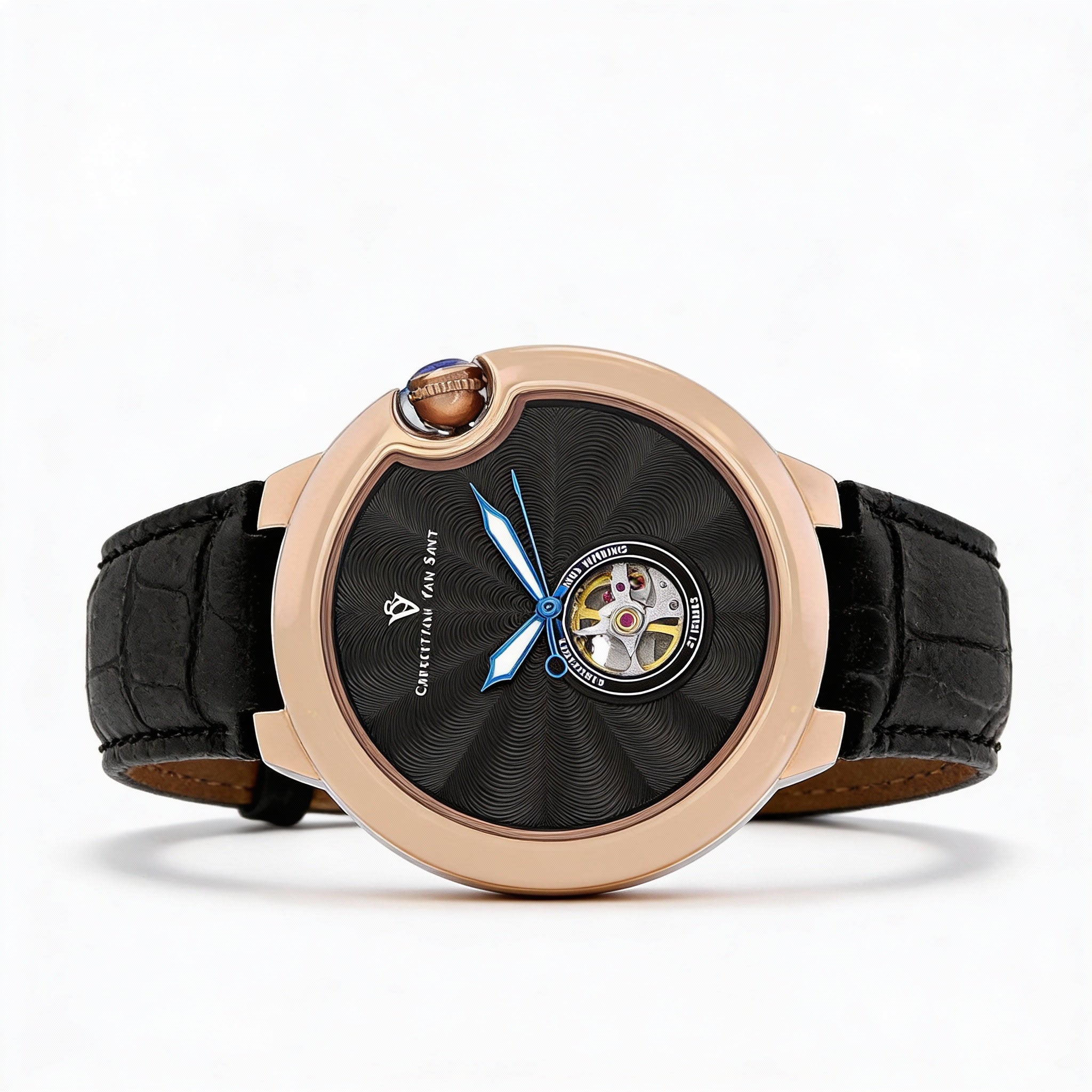 Reloj de pulsera automático moderno para hombre de Christian Van Sant, con esfera negra y mecanismo de apagado automático., Photo 1