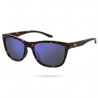 Gafas de sol unisex Under Armour UA PLAY UP de poliamida Grilamid Havana con lentes violetas multicapa, protección UV, 55 mm