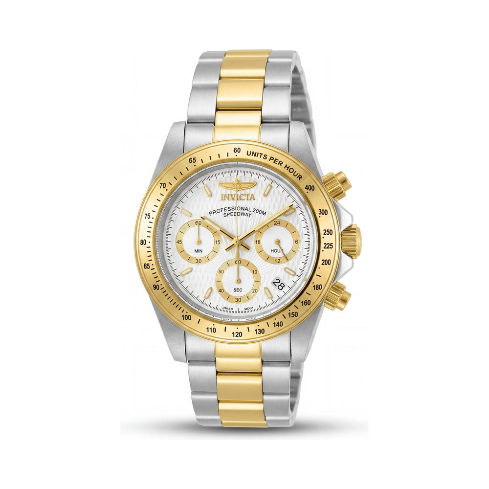 Reloj cronógrafo de cuarzo unisex Invicta Speedway 9212, 39 mm, esfera blanca, correa de acero inoxidable, resistente al agua hasta 20 ATM