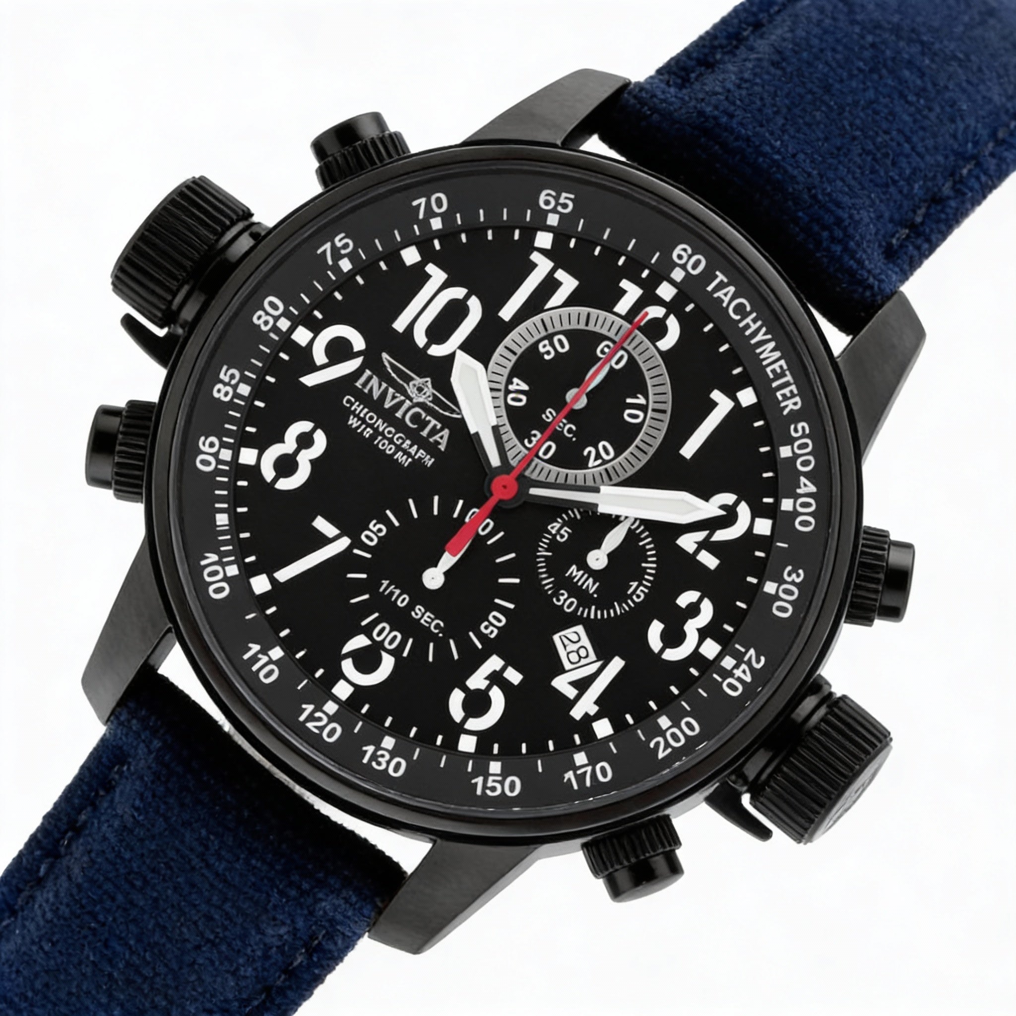 Invicta I-Force Men's Chronograph Watch with Black Stainless Steel Case, Luminous Dial, 100m Water Resistance, and Canvas Strap 46mm, Photo 1