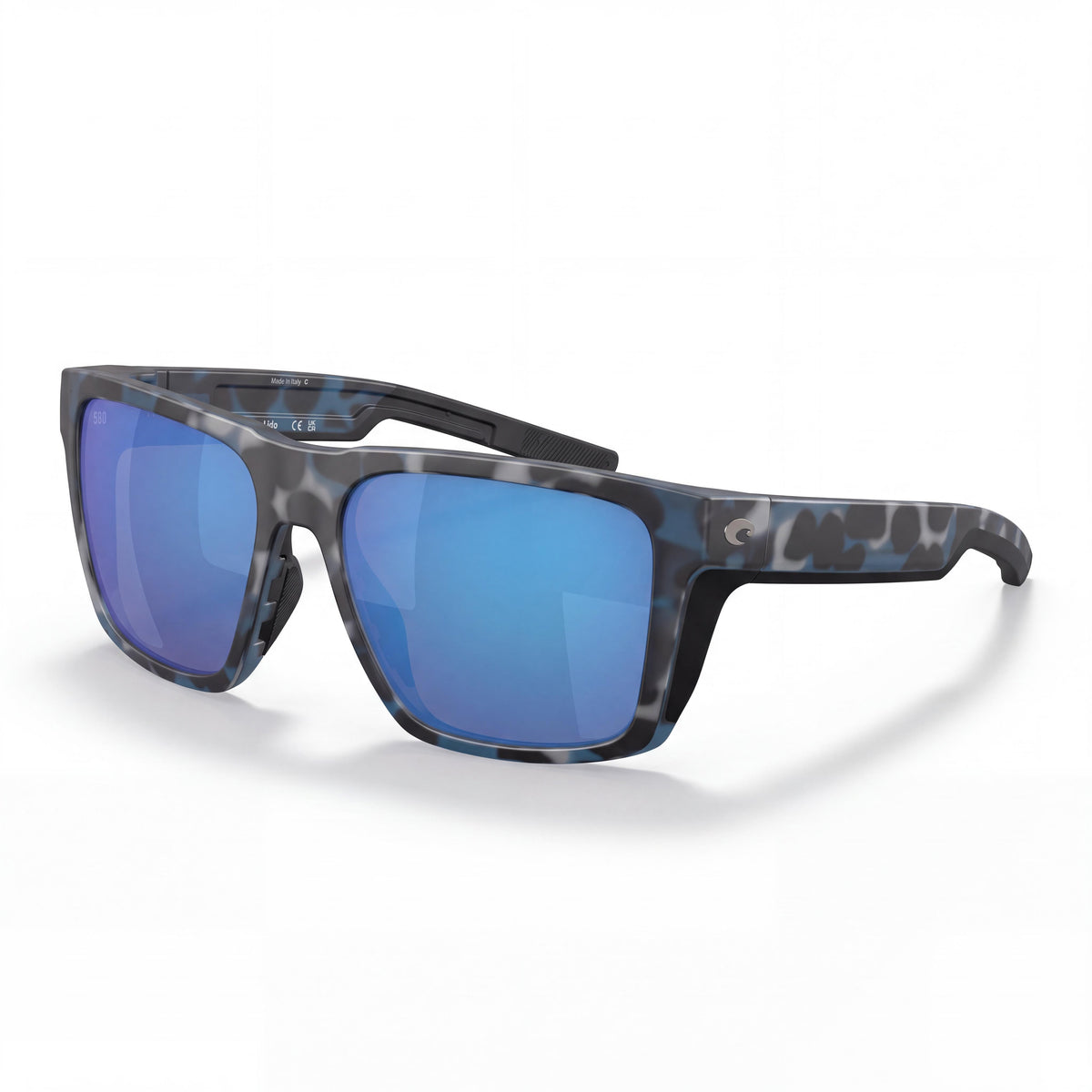 Costa Del Mar Lido Men's Square Deep Water Camo Frame Blue Mirrored Polarized 100% UV Sunglasses 57mm, Photo 1