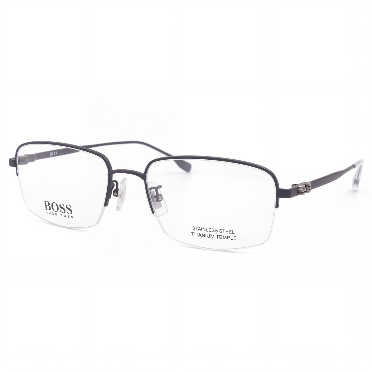 Hugo Boss Boss 1298/F Unisex Eyeglasses with Matt Black Stainless Steel Frame and Non Lenses, 56mm, Photo 1