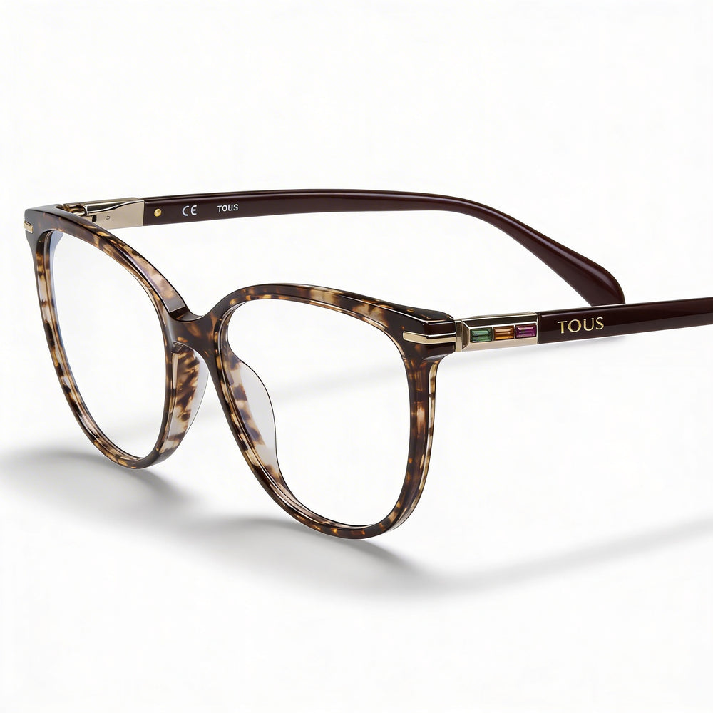 TOUS Classic Women's Transparent Brown Havana Acetate Optical Frames with 53mm Lens, 16mm Bridge, 135mm Temples