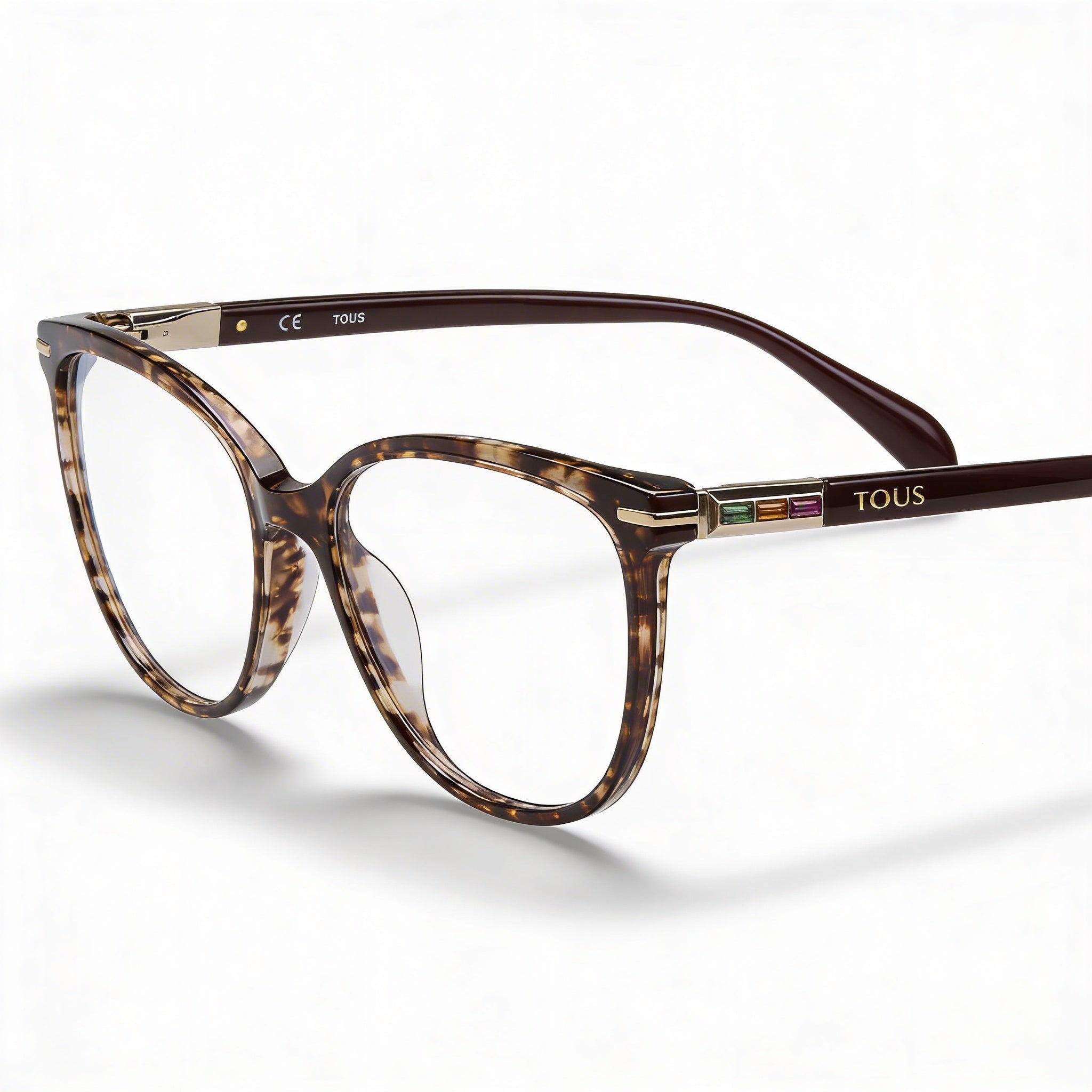TOUS Classic Women's Transparent Brown Havana Acetate Optical Frames with 53mm Lens, 16mm Bridge, 135mm Temples, Photo 1