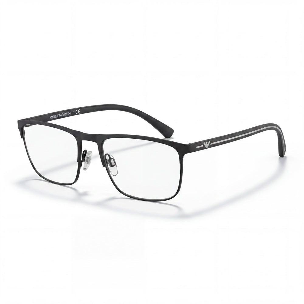 Gafas Ópticas Emporio Armani Ea1079 Cuadradas de Montura Completa de Goma Negra con Lentes No Polarizadas, Ancho de Lente 55mm