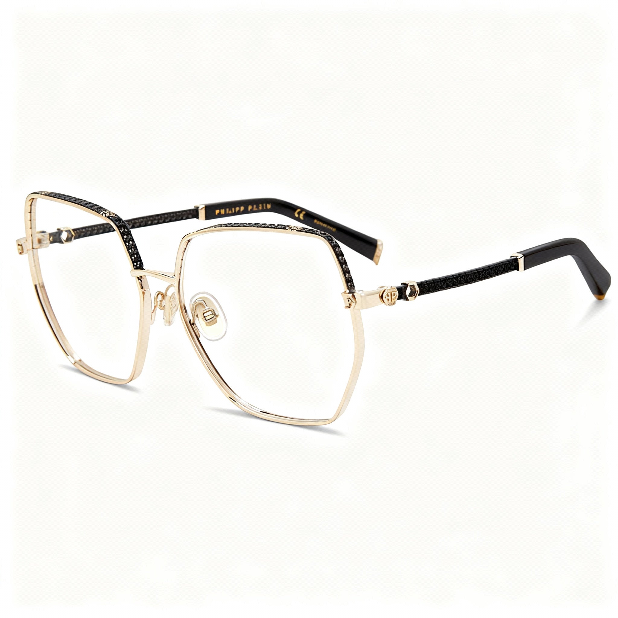Philipp Plein Vpp054s Men's Rose Gold Black Irregular Full Frame Metal Non-Polarized Sunglasses 57mm, Photo 1
