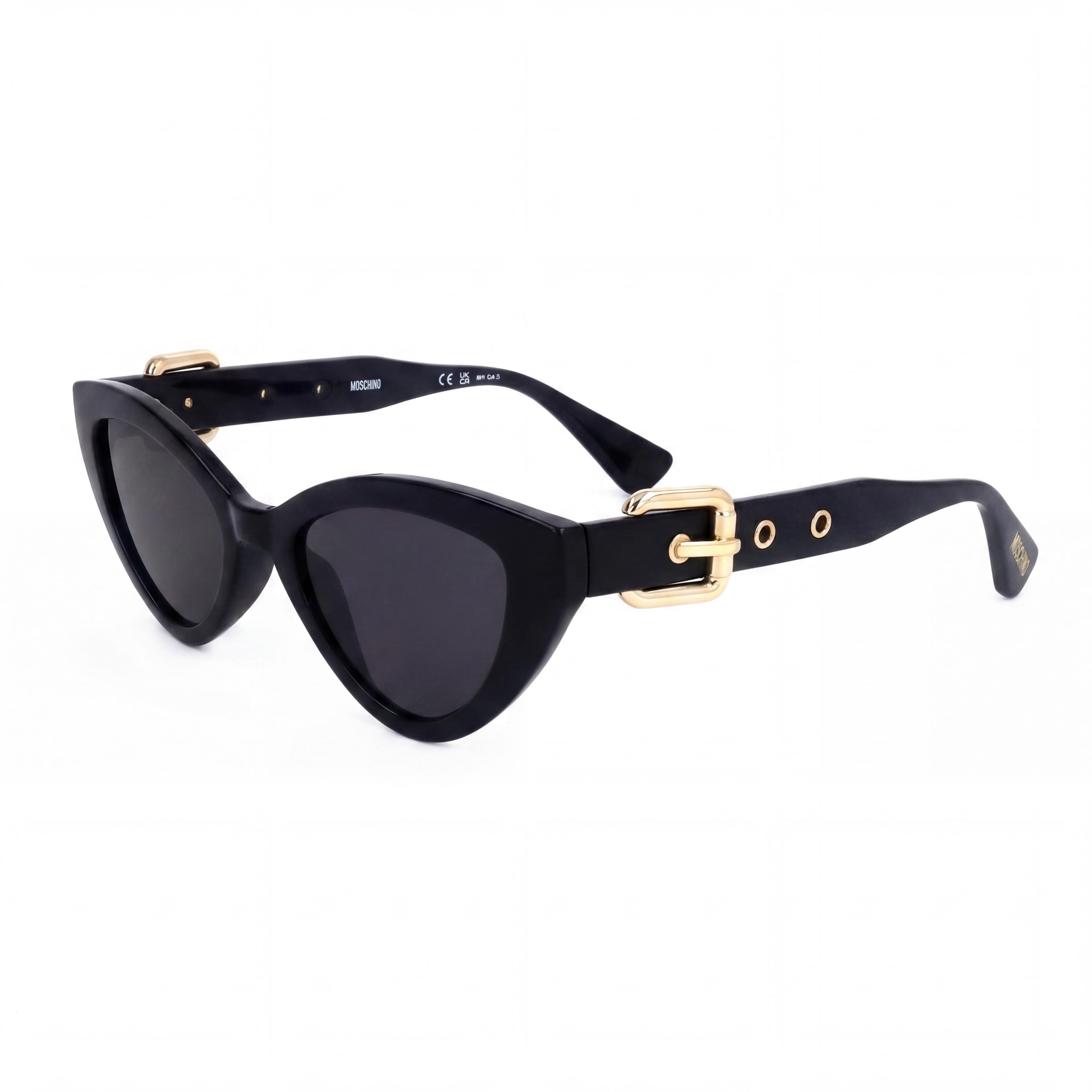 Moschino MOS142/S Women's Cat Eye Black Plastic Grey Lens Non-Polarized UV Protection Sunglasses 51mm, Photo 1