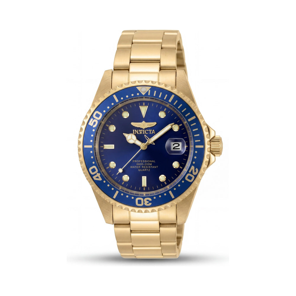 Reloj Invicta Pro Diver 8937OB unisex de acero inoxidable dorado con esfera azul y pulsera de cuarzo de 38 mm.