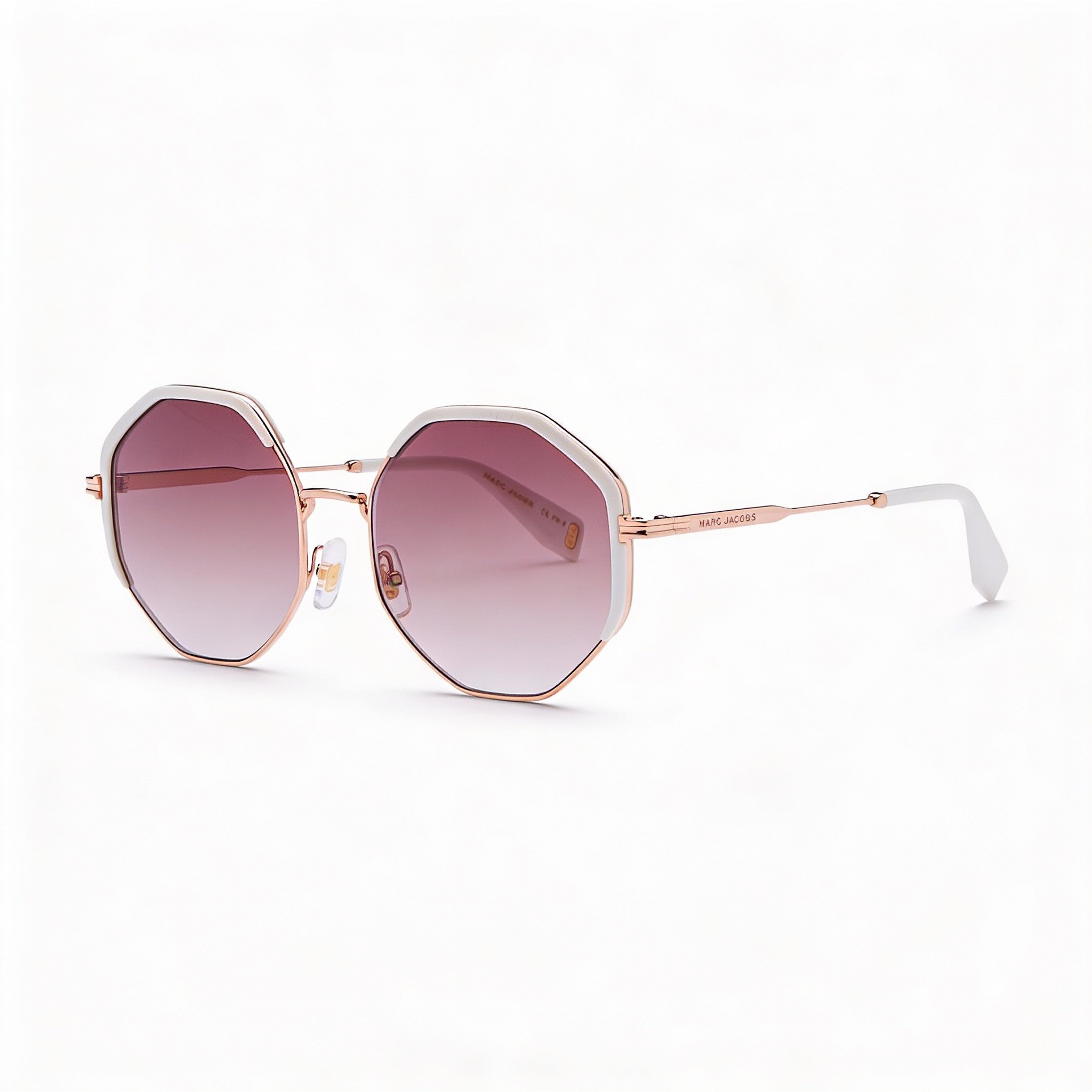 Marc Jacobs Casual Women's Metal UV Protection Sunglasses with White Rose Gold Frame & Gradient Brown Lenses 56mm, Photo 1