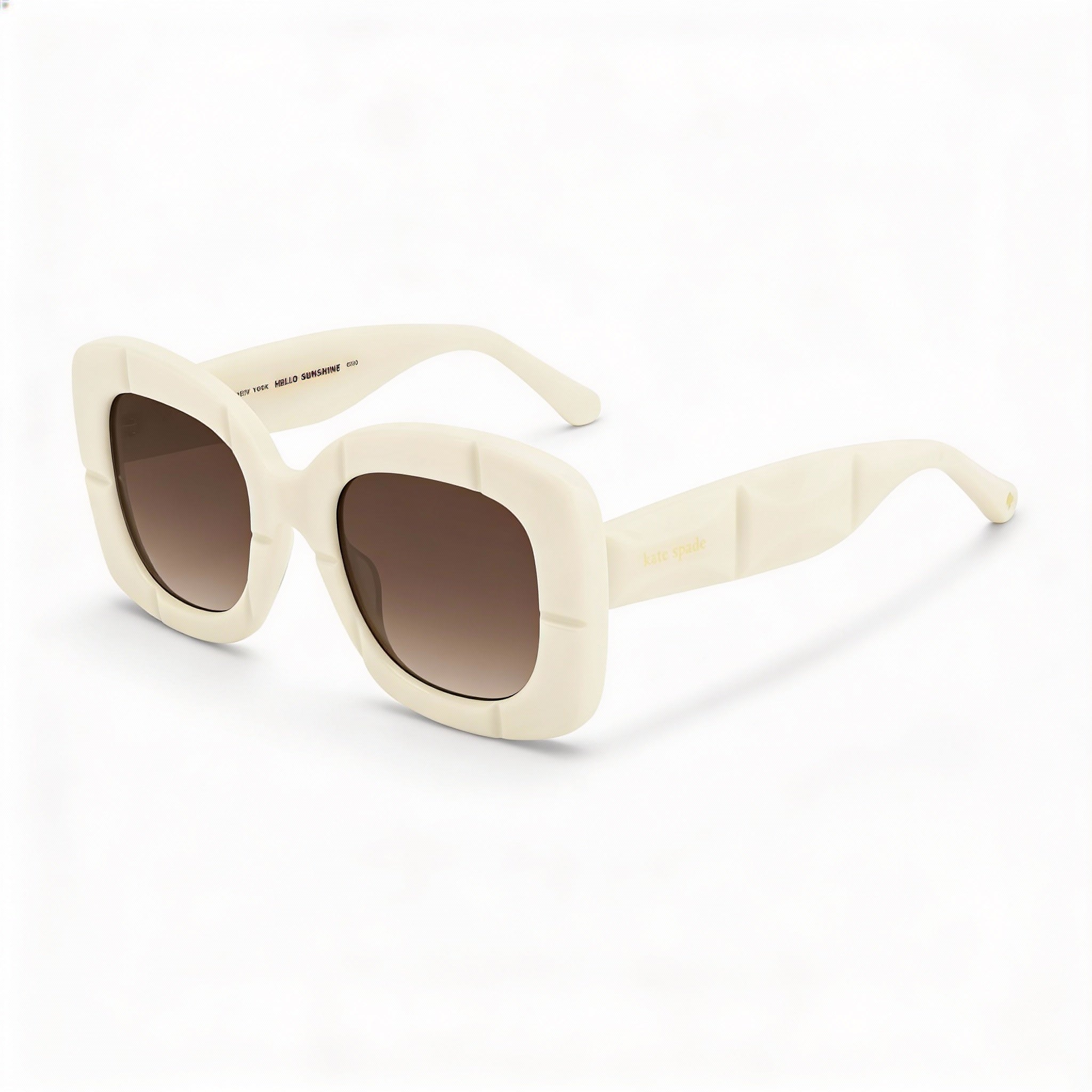 Gafas de sol Kate Spade New York para mujer, estilo casual, de acetato blanco roto, con montura cuadrada, protección UV y sombreado marrón, de 50 mm, Photo 1
