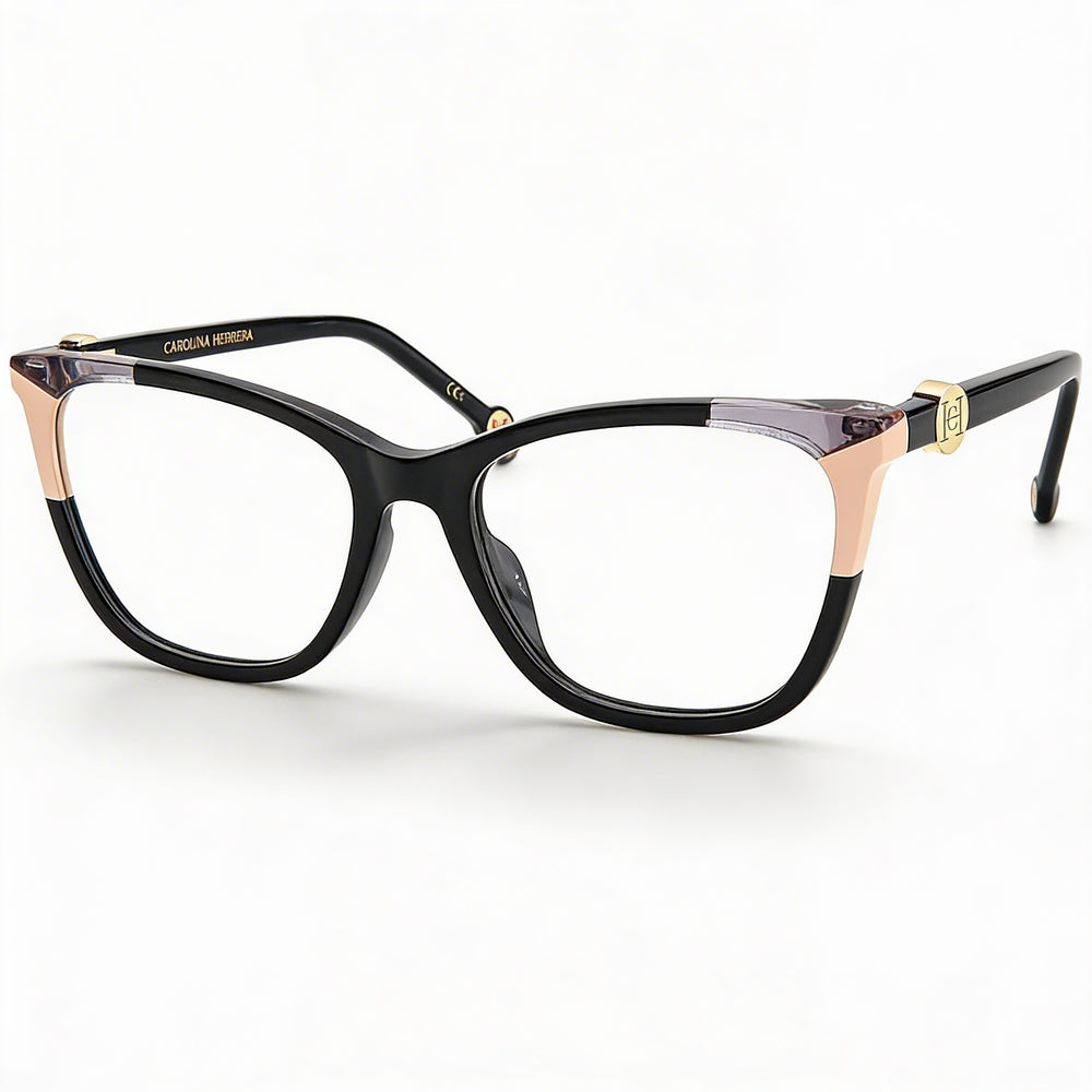 Carolina Herrera Ch 0057 - Gafas de sol para mujer, diseño de ojo de gato, acetato, color negro nude, 53 mm