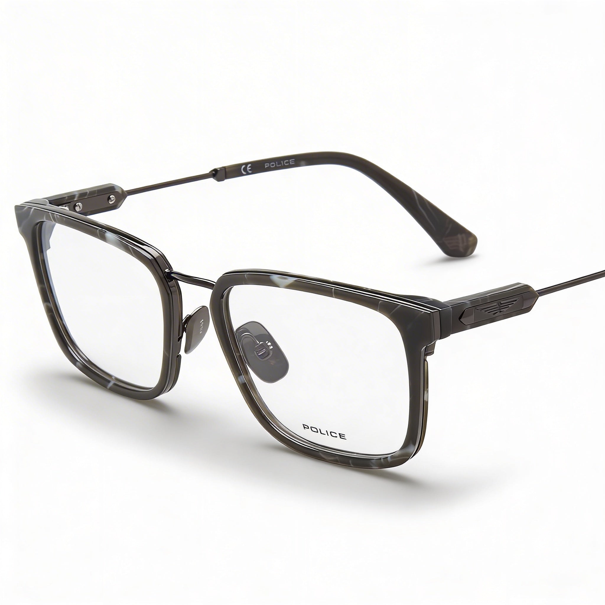 Police Classic Men's Shiny Gun Frame Plastic Lens Eyeglasses, Photo 2